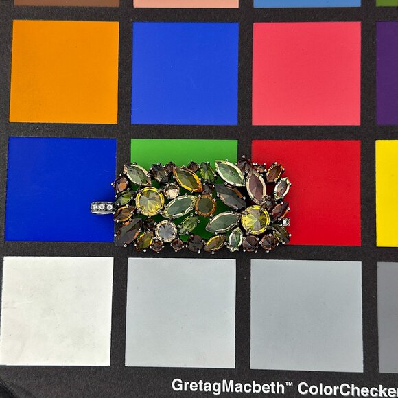 Sterling Silver Pendant | Brown Orange & Yellow Rhinestone Charm | 925 - Picture 9 of 9